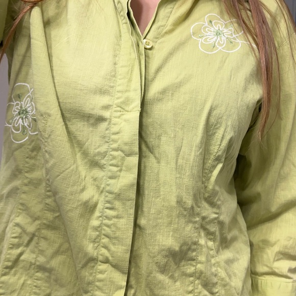 Lime Green Floral Button Down Shirt - Picture 2 of 5